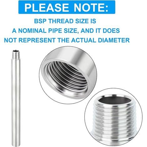 2 stk. 300 mm 3/4\" hun x 3/4\" han BSP nippel støbt rør 304 rustfrit stål rørfittings