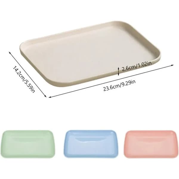 Rektangulära serveringsbrickor, 4 delar, plast, 23,6x14,2 cm, perfekt för caféer och restauranger