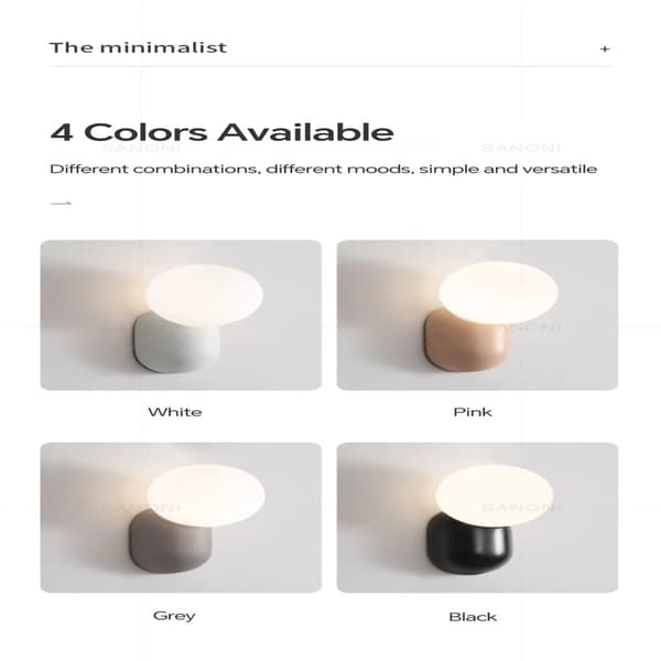 Nordisk Macaron LED Vägglampa för Vardagsrum Sovrum, Ljus Röd - Matt Vit - Trefärgsbelysning/mcj