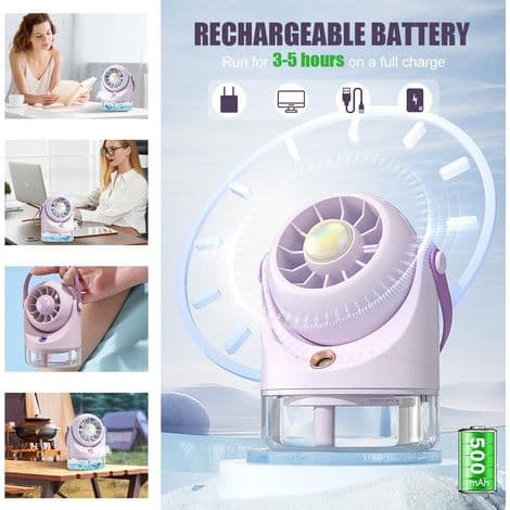 Bseical Mini Bordventilator, Ultra-Stille USB - Bærbar Ventilator til Camping og Rejser - Beige Luftkøler