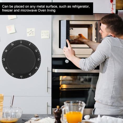 Kjøkkentimer, mekanisk roterende indre kjernetimer, rustfritt stål koketimer (svart)