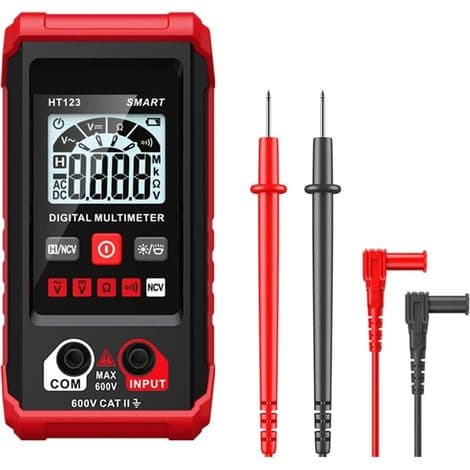 HT123 Intelligent Digital Multimeter, AC/DC Spændingsmodstand Kontinuitetstester, NCV Multimeter med Baggrundsbelysning