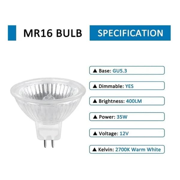 Halogenlampa - MR16 - GU5.3 - 35W - Dimbar - 6-pack - Varmvit 2700K