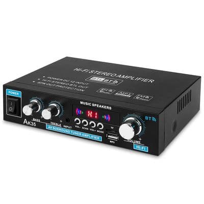 Bluetooth-forstærker - HiFi - Mini 2-kanals forstærker - Sort - 0,55 kg - Trådløs