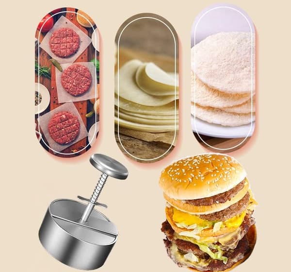 Justerbar hamburgerpresse i rustfritt stål, non-stick hamburgerform for grilling av biff