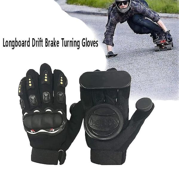 Skateboardhandsker Standard Longboard Drift Bremse Drejehandsker Udendørs Skate Sort