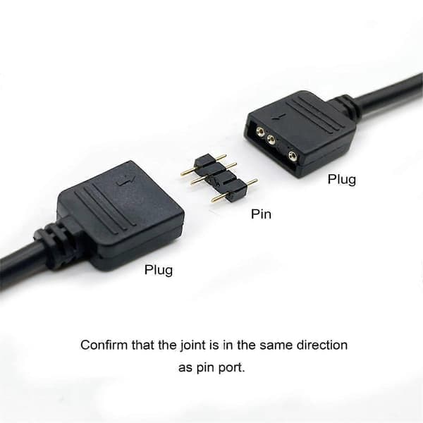 2 stk. ARGB Splitterkabel, 1-til-4 Hun til Hun 5V 3-benet Adresserbart RGB Splitter Forlængerkabel