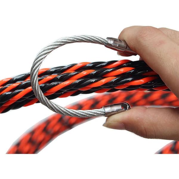 Elektrisk træktråd - Længde 50 m - Diameter 5 mm - Snoet polyester - Sort og rød
