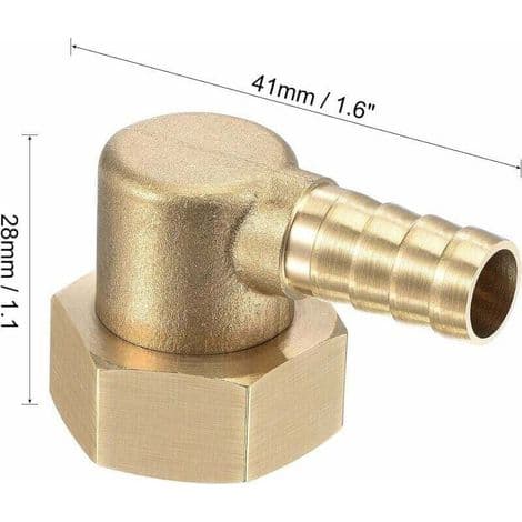 Mässing hullingförsedd slangvinkel 10 mm x G1/2 invändig slangkoppling med svängmutter för vatten, bränsle och luft - 2-pack