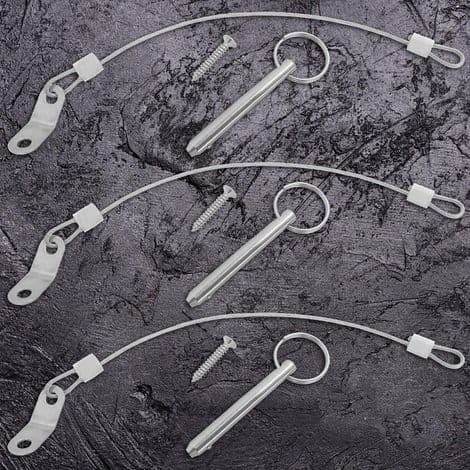 Sæt med 4 quick-release stifter, 6,3 mm topstift diameter, 51 mm total længde, 40 mm effektiv længde med 316 rustfri stålkabler