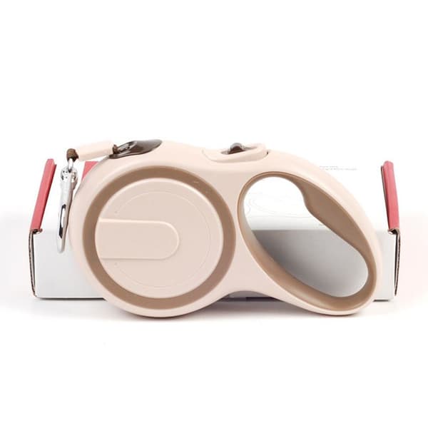 Indtrækkelig snor - 5 m - Khaki - Til hunde op til 24 kg - Ergonomisk håndtag
