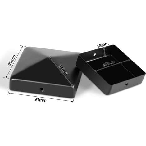 Pyramidformad stolplock, 91x91mm, svart.