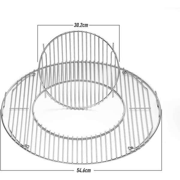 Cirkulær grill i rustfrit stål - Bærbar - 54,6 cm - Kul - 2 sæt, 2 store og 2 små