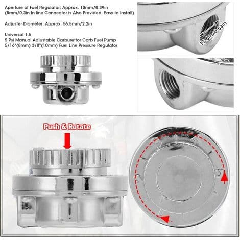 Drivstofftrykkregulatorsett - Universell justerbar drivstofftrykkregulator for forgassermotorer