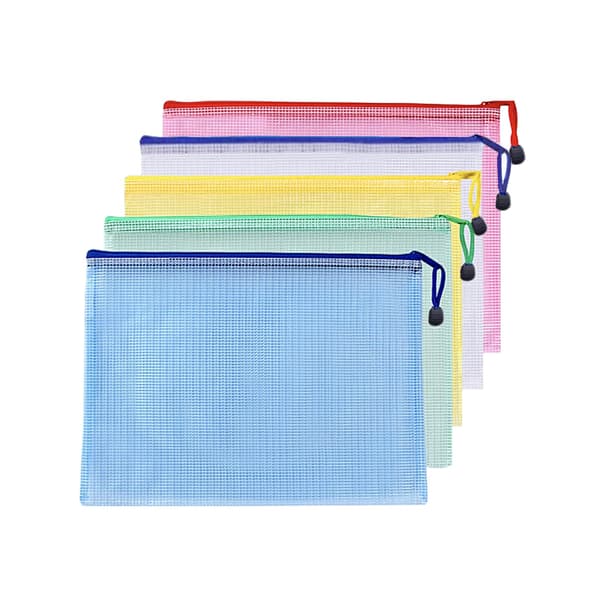 A4 Plastmapp med dragkedja, dokumentväskor och mappar - 5-pack för kontor, hem och skolmaterial