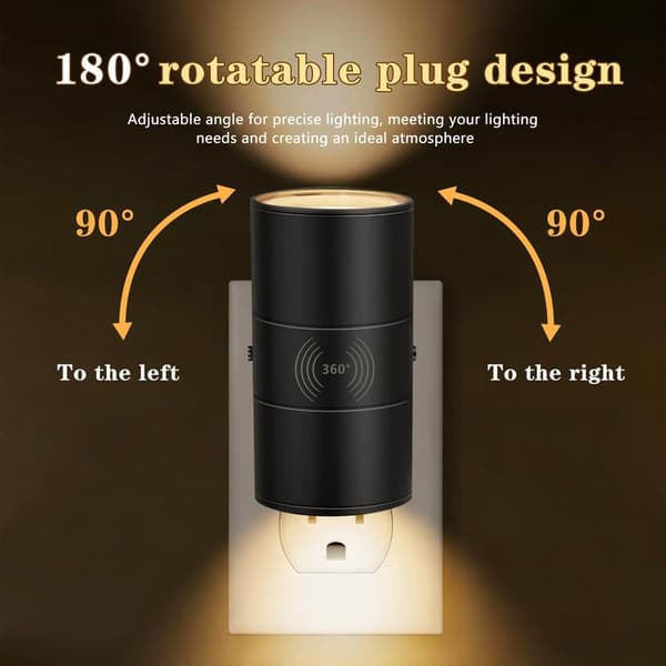 2-pak LED-natlamper hvide med skumringssensor, dæmpbare 50–100 lm, roterbare 90°, til gang og soveværelse