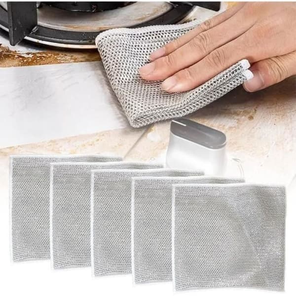 Diskhandduk - XVX - Set om 5 - 30 x 30 cm - Dubbla lager silvertråd - Multifunktionell