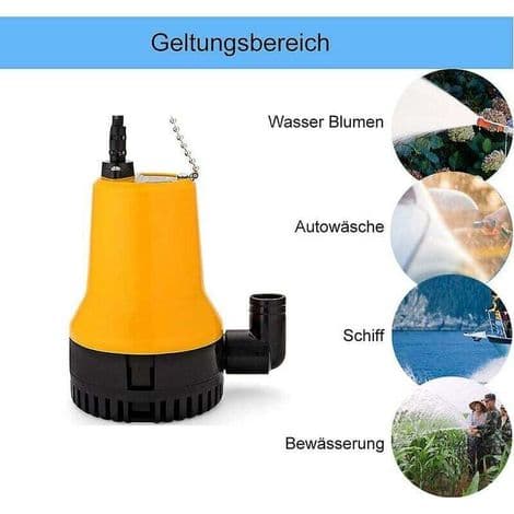 12V 50W 4200L/h dränkbar pump, DC-pump, smutsvattenpump, 2,3m bärbar kabel med klämma