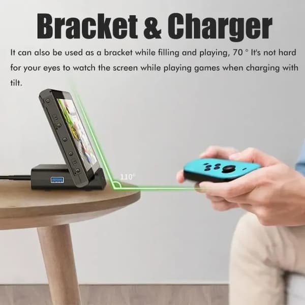 Ladestation til Switch/Lite - Keeper - HDMI 2.0 videokonverter-adapter - Sort - USB-C DC15V/2.6A