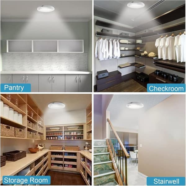 LED taklampe - Bevegelsessensor - Trådløs - 210LM - Hvit (2 stk)