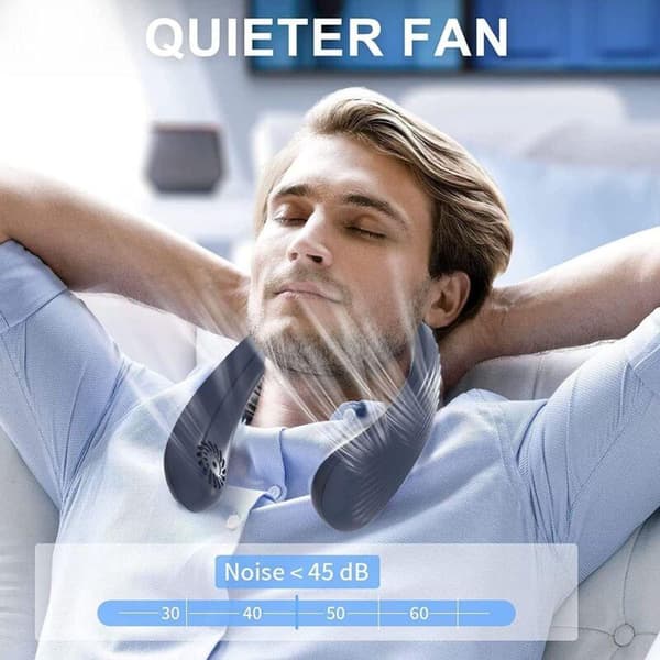 Bladeless halsventilator – Stille drift – Tre hastigheder – Lang batterilevetid – Sort