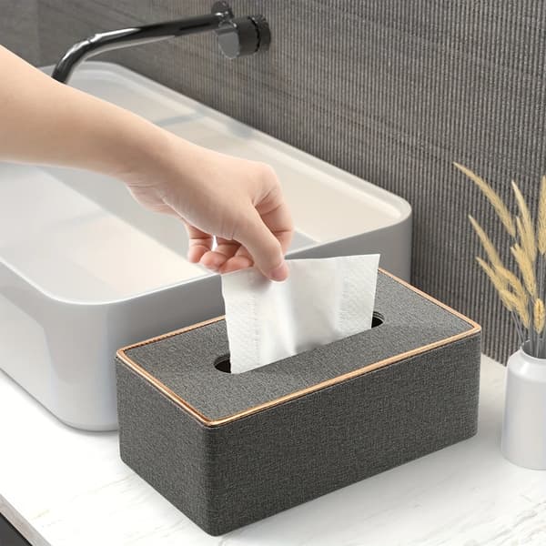 Stor PU Læder Tissue Box, Egnet til Soveværelse, Stue og Bil, Kontor Dekoration, Brug 03