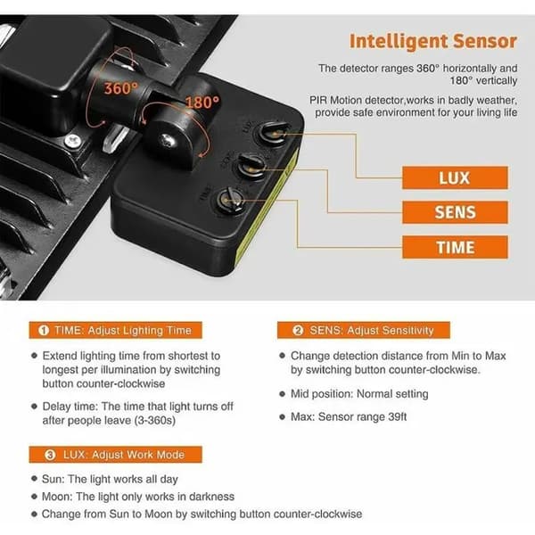 10W LED-strålkastare - Rörelsesensor - IP65 Vattentät - Varmvit