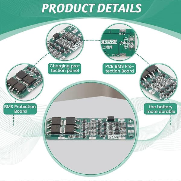10 st 3S 20A BMS 18650 Li-Ion litiumbatteriladdarmodul BMS skyddskort PCB 11.1V 12V 12.6