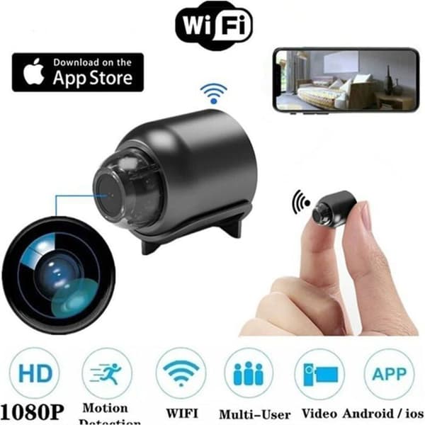 Dold trådlös kamera, mini WiFi-kamera 1920x1080P 140° vidvinkel, barnvaktskamera