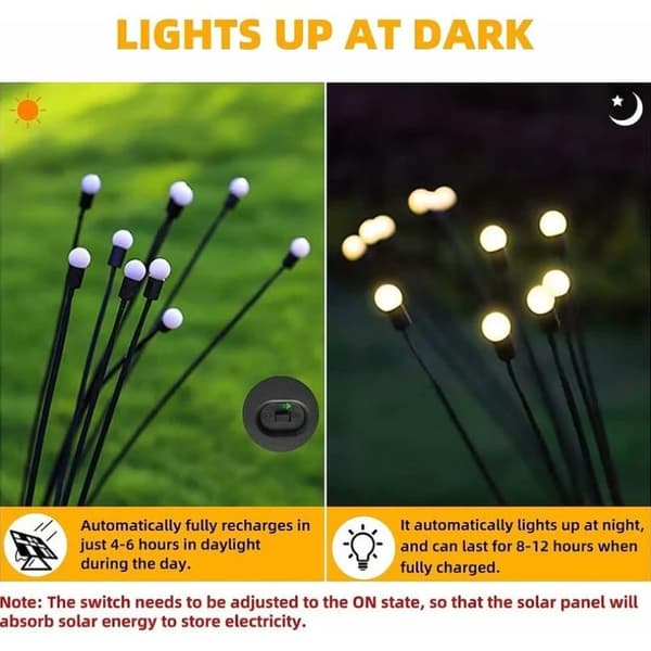 Pakke med solcelle-ildfluelamper til udendørs brug, solcelle LED ildflue stiklampe solcellehavelamper - 10 LED-perler