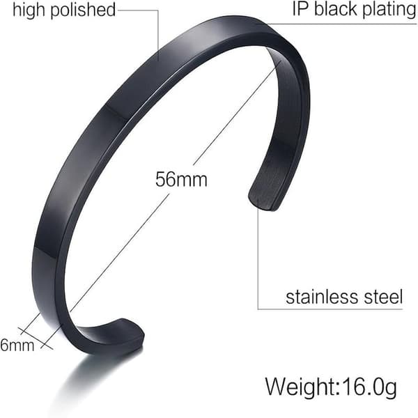 Glat poleret armbånd i rustfrit stål, unisex, 6 mm