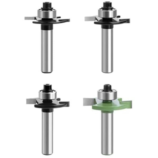 Overfræserbits, skivefræserbits, overfræserbits, 8 mm skaft, 4 stk., 2 mm, 3 mm, 4 mm, 5 mm med kuglelejer, træbearbejdningsværktøj, overfræserbits