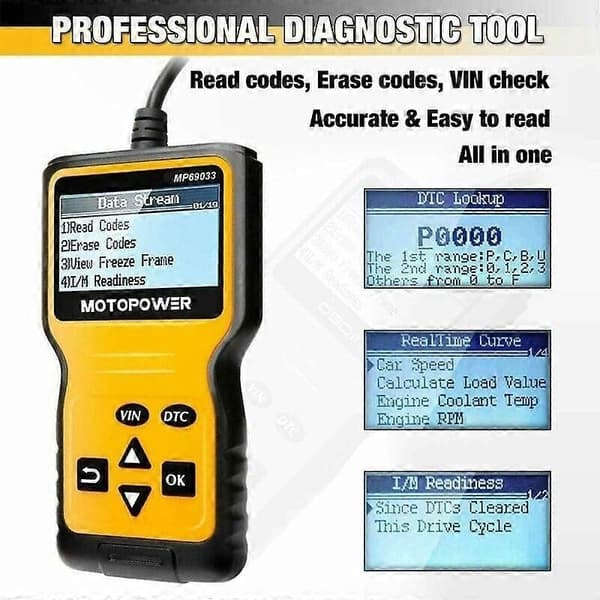 OBD2 Scanner Universal Motorfejlkodelæser, CAN Diagnostisk Værktøj til Alle OBD II Protokoller Biler Siden 1996 -