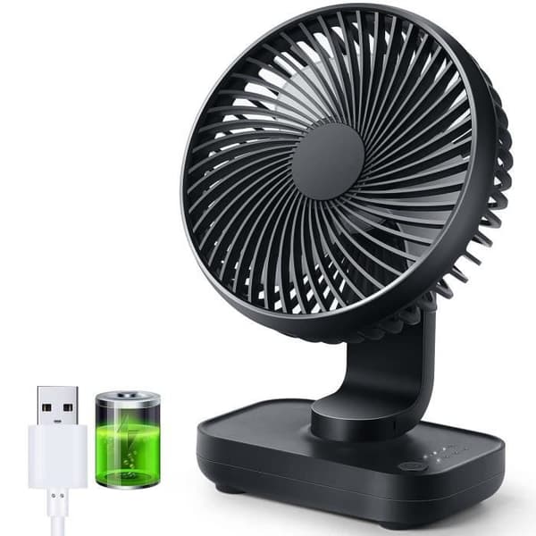 Bærbar Ventilator - Mini USB Ventilator - 4 Hastigheder - 4000mAh - Stille