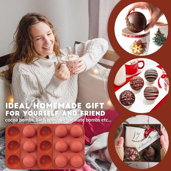 Silikoneform - Kugle / Halvkugle 6 Stykker - Is/Chokolade/Geléform Brun