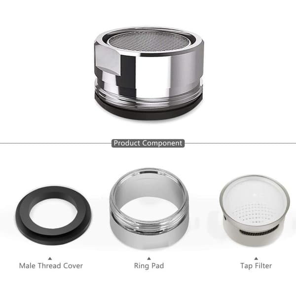 3-delt vandhanelufter sæt, vandhanefilter med tætningsring til køkken, badeværelse - sølv (udvendig diameter 24MM)