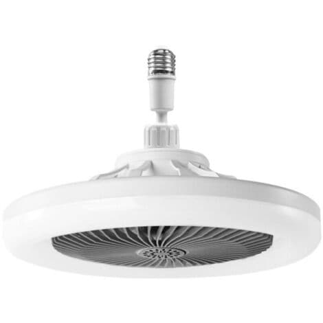 Stille loftventilator med LED-lys E27 – 3 hastigheder – Dæmpbar – Timer – Værktøjsfri installation – Grå – 3 hastigheder