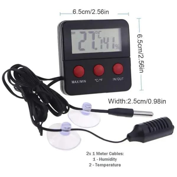 Digital termometer och hygrometer för reptiler - Fuktsensor - Inkubator Terrarium