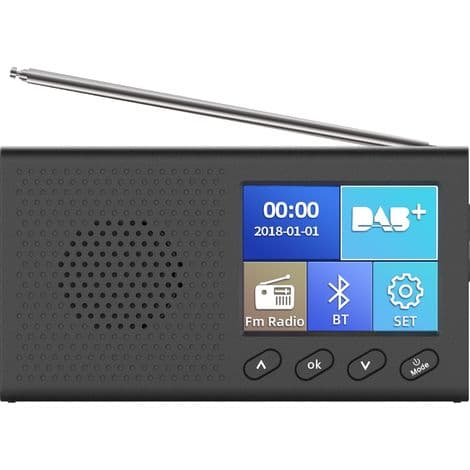 Bærbar DAB+ FM-radio med farveskærm, Bluetooth og program-/vejrvisning