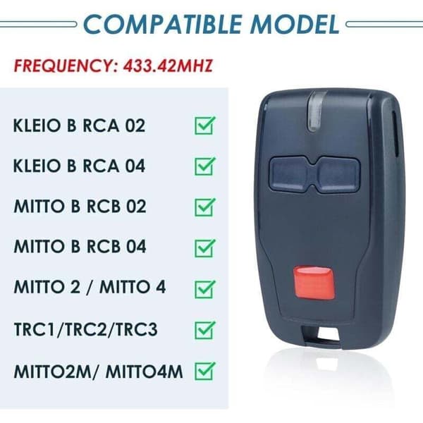 3 stk 433 MHz garasjeportfjernkontroll for BFT Mitto 2 B RCB Rolling BFT Mitto 2 Kleio Ghibli TRC 2
