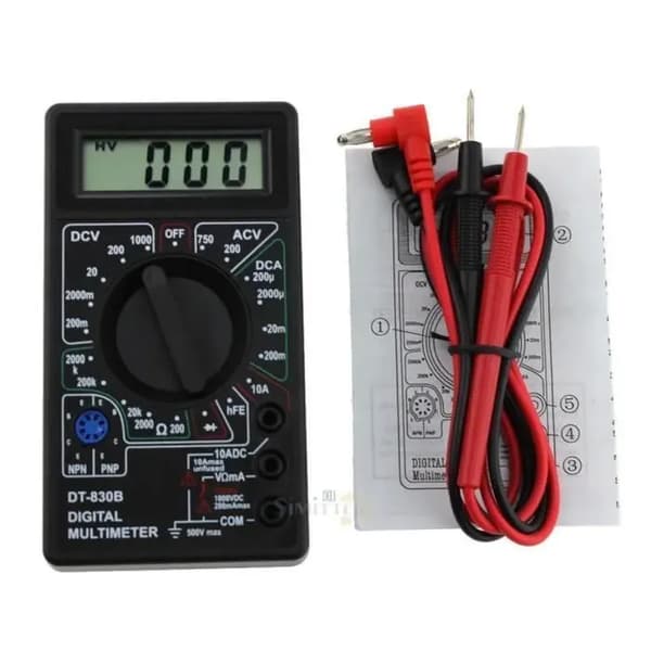 Digital multimeter - Svart testare - LCD-skärm - Överbelastningsskydd