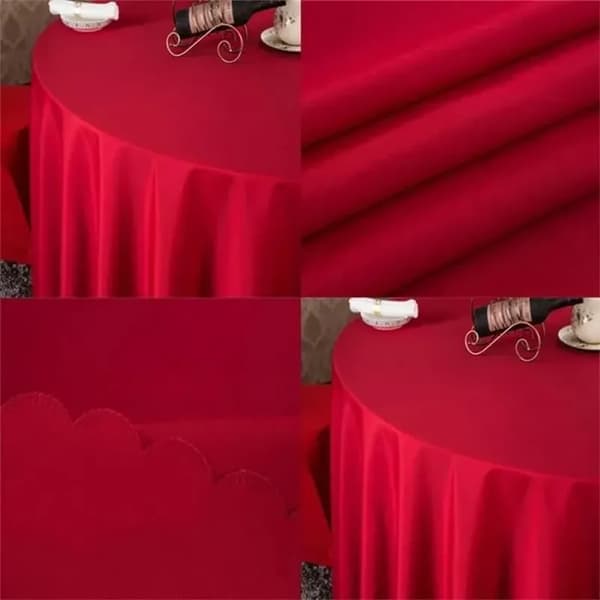 Rund duk 160 cm - Röd - Maskintvättbar - Slitstark polyester