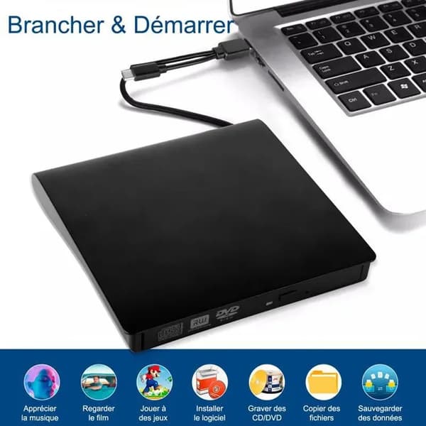Ulkoinen USB 3.0 CD/DVD-asema - DVD-RW-poltin - Kompakti - Windows/Mac/Linux