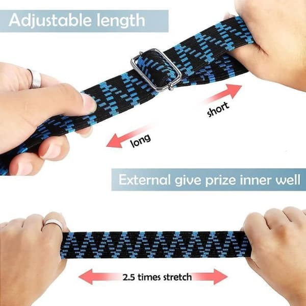Elastisk bungee-snor - CUNEARY - 2M - 4 stk. - Metalkrog - Bredde 30mm