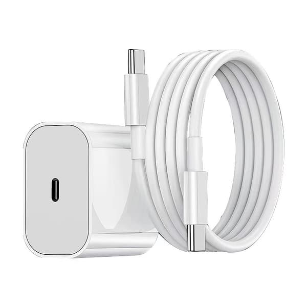 2 st iPhone snabbladdare USB-C 20W strömadapter med 1m kablar