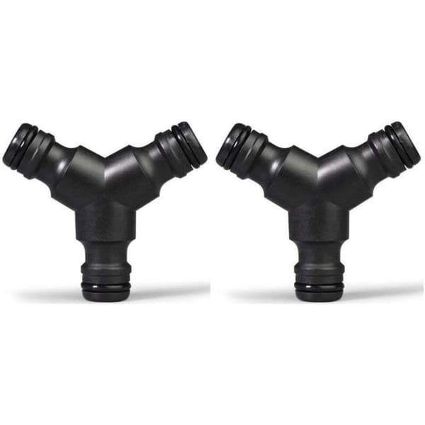 Plastkoppling för slangdelare (3-vägs) Y-hankoppling för trädgårdsslang Y-koppling 2-pack