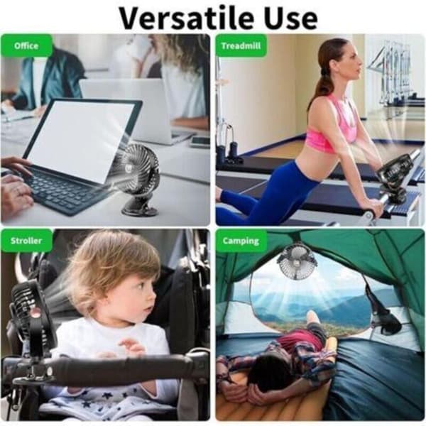 Bordventilator. Mini lydløs USB-ventilator med LCD-skærm. Genopladelig bærbar ventilator. 5 ventilatorhastigheder.