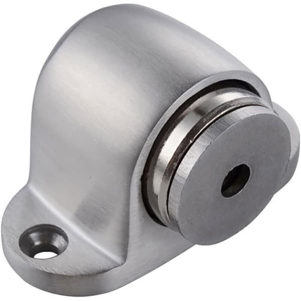 Magnetisk dørstopper, gulvmonteret, børstet metal