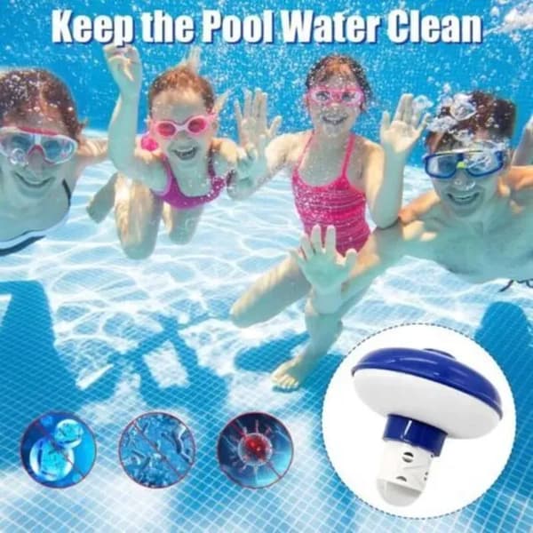 12,7 cm flydende klordispenser til swimmingpools, soppebassiner, spa og vandlande (blå)
