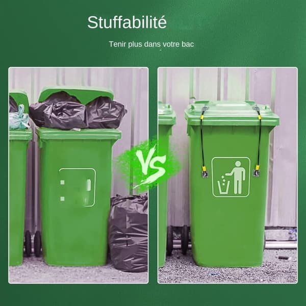 Soptunnelås - Soptunnesäkerhetsrep med gummerad stålkabel, hållbart låssystem för utomhuslock (2-pack)